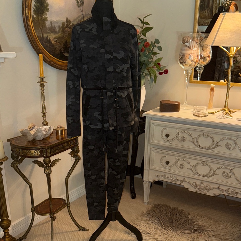 CAbi Camouflage Pantsuit in Black and Gray